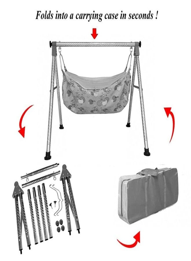 A TO Z HUB Boy's and Girl's Portable Folding/ghodiyu/jhula, with Free Cotton Cloth. (Super Folding Nri (Pink)) - Image 4